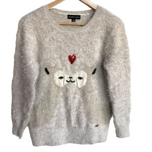 Black Rivet Kissing Llamas Soft Fuzzy Sweater